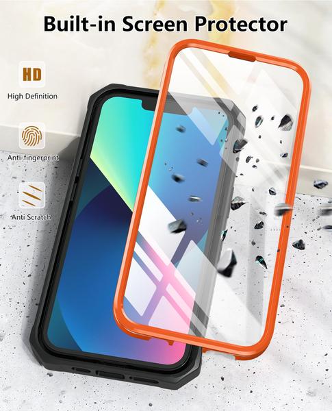 Imagem de Capa de telefone SoiOS para iPhone 13/14 de 6,1 polegadas com suporte laranja