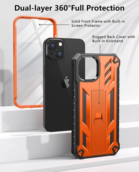 Imagem de Capa de telefone SoiOS para iPhone 13/14 de 6,1 polegadas com suporte laranja