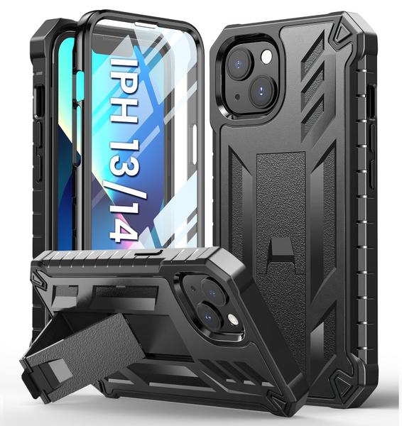 Imagem de Capa de telefone SoiOS para iPhone 13/14 de 6,1 polegadas com suporte preto