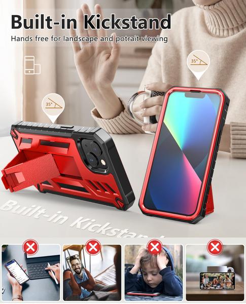 Imagem de Capa de telefone SoiOS para iPhone 13/14 de 6,1 polegadas com suporte vermelho