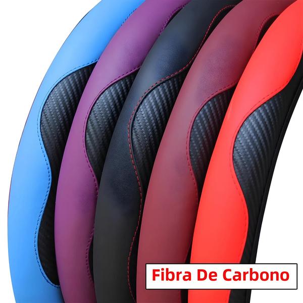 Imagem de Capa de Volante de Carro em Couro PU com Fibra de Carbono - 14,5 a 15 Polegadas