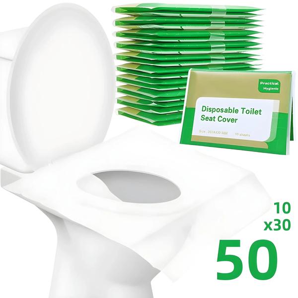 Imagem de Capa Descartável Impermeável Portátil Para Assento De Vaso Sanitário 50/30/10PCS Para Viagens,