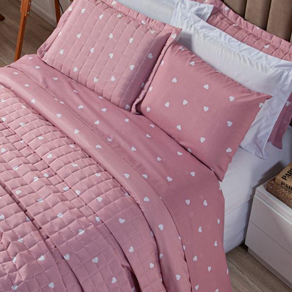 Imagem de Capa Edredom Duvet Casal Queen C/zíper 150 Fios Grid Rosa