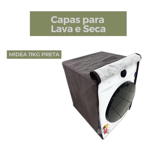 Imagem de Capa lava e seca midea 11kg preta impermeável flex