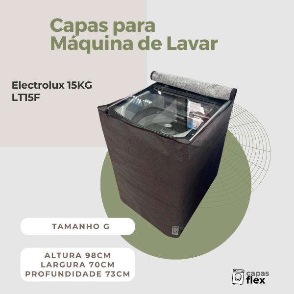 Imagem de  capa lavadora electrolux 15kg lt15f impermeável flex