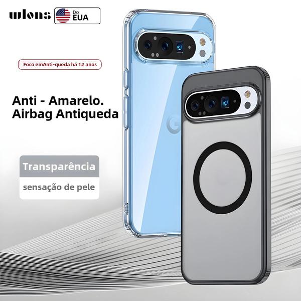 Imagem de Capa Magsafe À Prova De Choque Transparente Branca Fosca Para Google Pixel 9 pro XL 8 7 pro 8a 7a