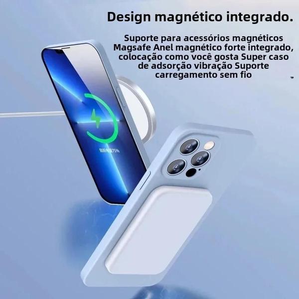 Imagem de Capa MagSafe Magnética de Silicone para iPhone 15/14/13/12/11 - Pro, Max e Mini