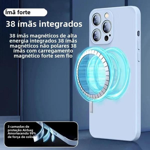 Imagem de Capa MagSafe Magnética de Silicone para iPhone 15/14/13/12/11 - Pro, Max e Mini