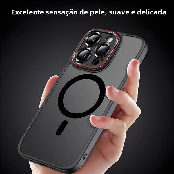 Imagem de Capa MagSafe Transparente Fosca para iPhone 15/14/13/12 - Carregamento Sem Fio