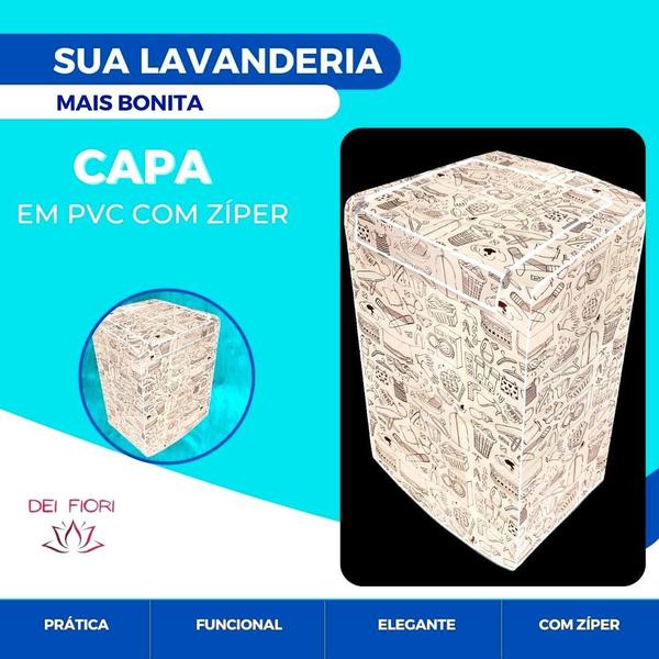 Imagem de Capa Máquina De Lavar Cor Bege Estampada Abertura com Zíper