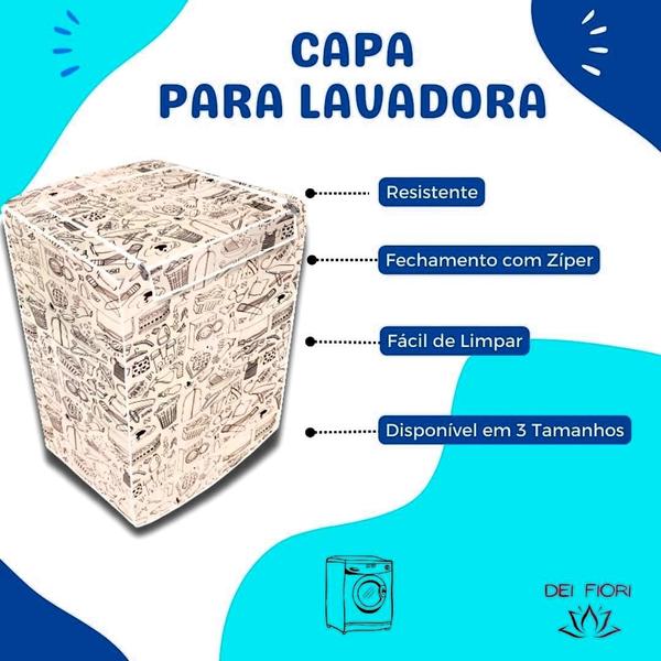 Imagem de Capa Máquina De Lavar Cor Bege Estampada Abertura com Zíper