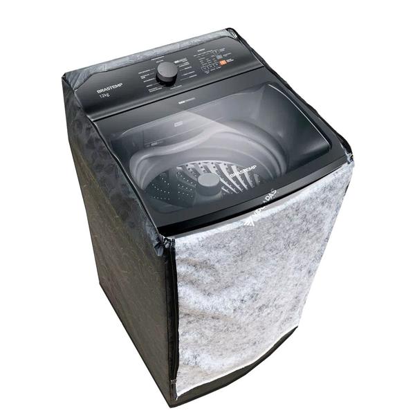 Capa Maquina de Lavar Estampada Brastemp BWK 16kg Abertura Superior Em Ziper Grafite - VIP CAPAS Imagem de Capa Maquina de Lavar Estampada Brastemp BWK 16kg Abertura Superior Em Ziper Grafite