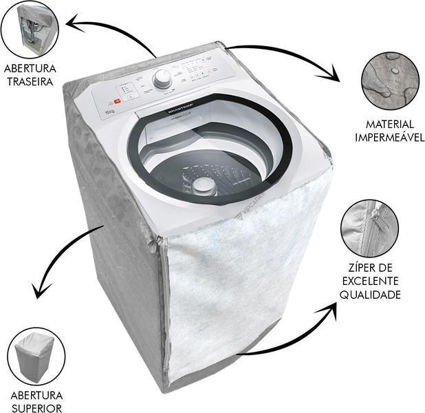 Imagem de Capa Maquina Lavar Electrolux 12 Kg Lac12 Abertura e Fechamento Em Ziper Cinza