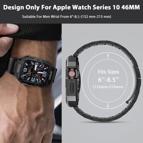 Imagem de Capa para Apple Watch Band + 45 mm em aço inoxidável preta