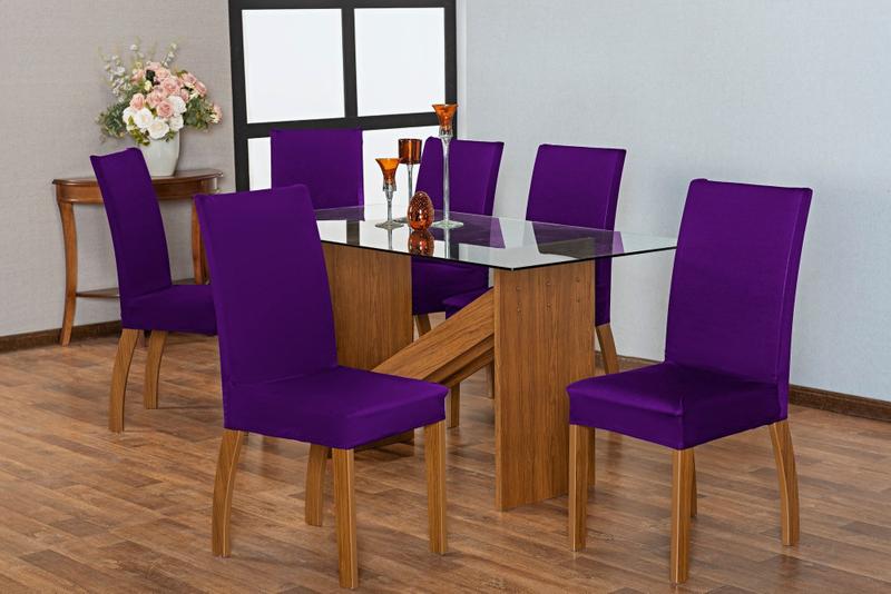 Imagem de Capa Para Cadeira Mesa De Jantar 04 Lugares Malha Gel Oferta roxo