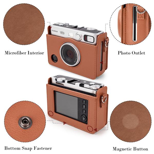 Imagem de Capa para câmera Rieibi Instax Mini EVO Vintage PU Leather Brown