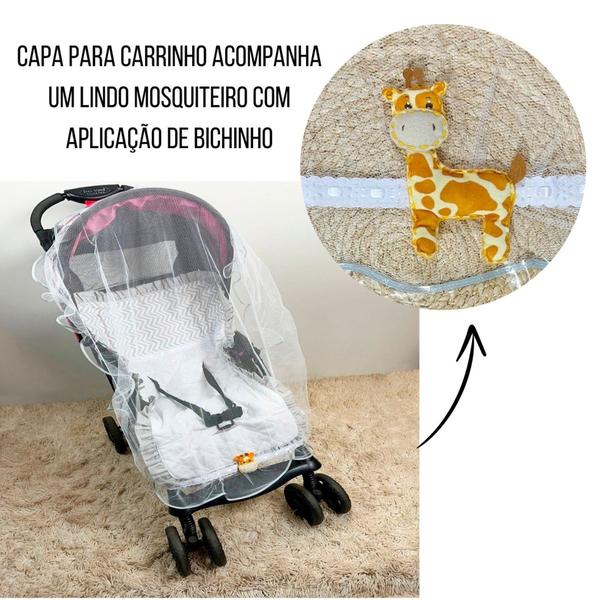 Imagem de Capa para Carrinho de Bebê com Mosqueteiro 02 Peças - Diversas Cores