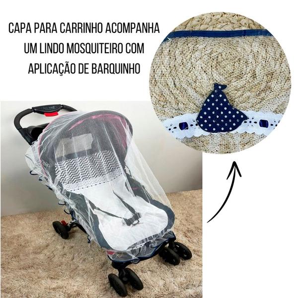 Imagem de Capa para Carrinho de Bebê com Mosquiteiro 02 Peças Diversas Cores