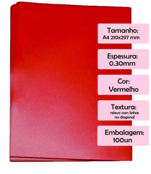 Imagem de Capa para Encadernação A4 Vermelho Line PP 0,30 50Un