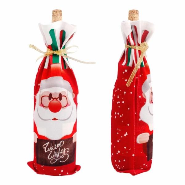 Imagem de Capa Para Garrafa De Vinho De Papai Noel, Meia De Natal, Suporte Para Presente, Utensílios De Mesa