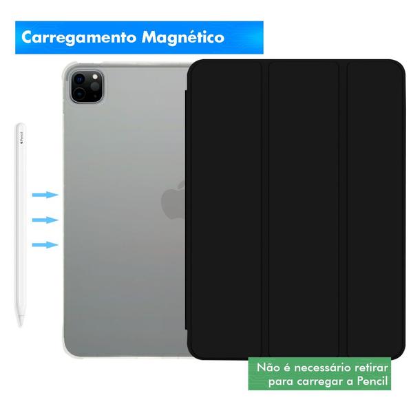 Imagem de Capa Para Ipad Pro 12.9 4ª Geração Smart Suporte Caneta + Combo Teclado e Mouse Bluetooth + Pelicula