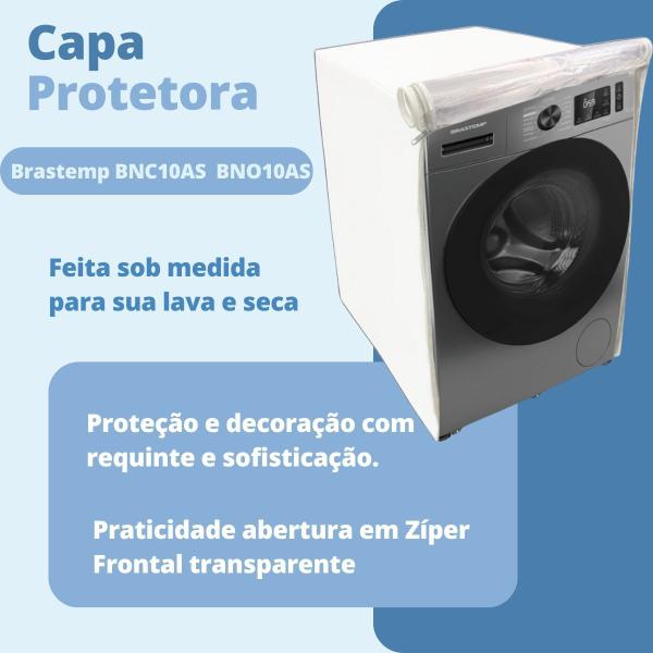 Imagem de Capa para lava e seca brastemp 10kg  bnc10as- bno10as transparente