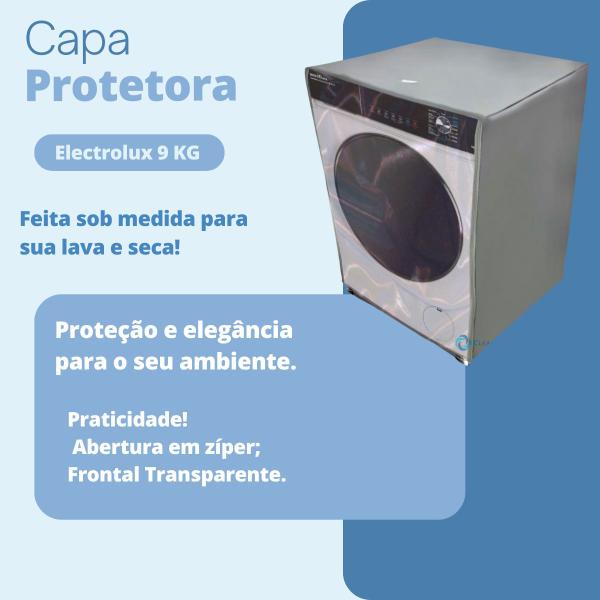 Imagem de  capa para lava e seca electrolux 9kg ecoturbo transparente