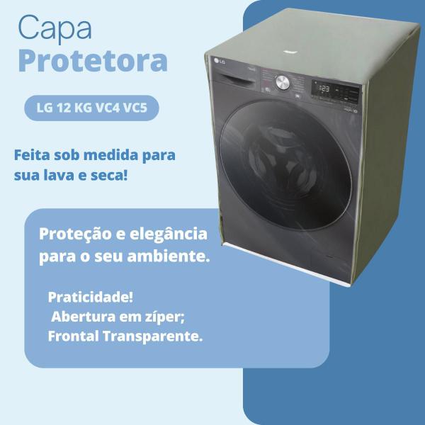 Imagem de Capa para lava e seca lg 12kg vc4 vc5 transparente