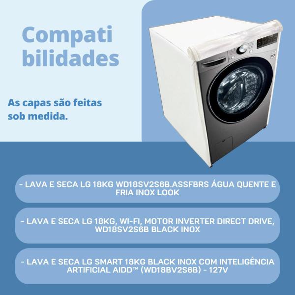 Imagem de Capa para lava e seca lg 18kg smart wd18sv2 transparente