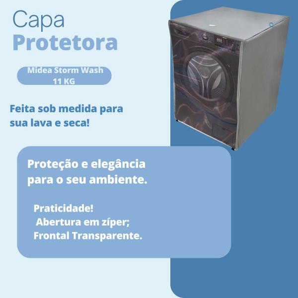 Imagem de Capa para lava e seca midea 11kg tambor 4d transparente