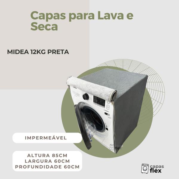 Imagem de Capa para lava e seca midea 12kg preta impermeável flex