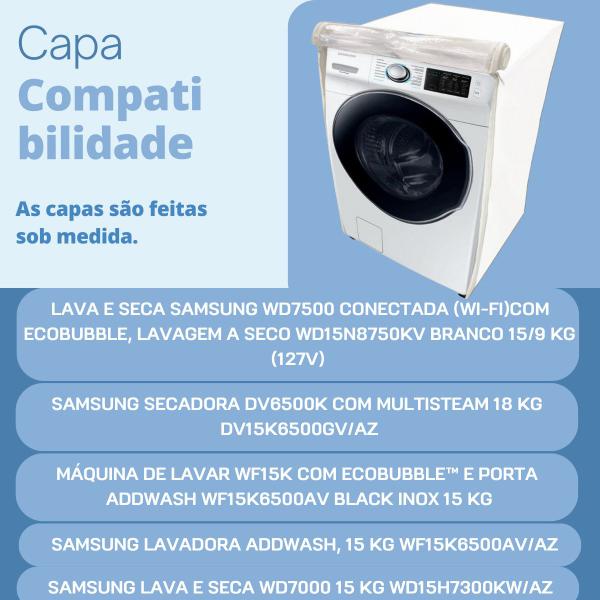 Imagem de Capa para lava e seca samsung 15kg transparente