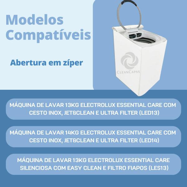 Imagem de Capa para lavadora electrolux 13kg led essential care impermeável