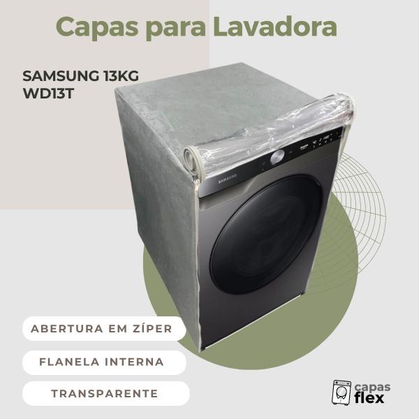 Imagem de Capa para lavadora samsung 13kg wd13t transparente flex