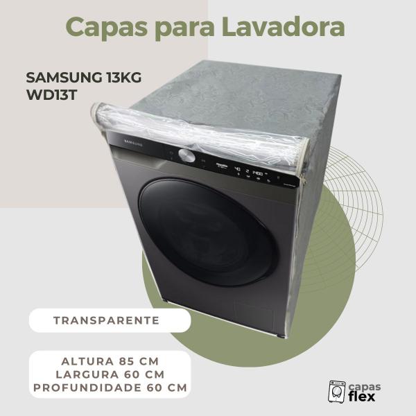 Capa para lavadora samsung 13kg wd13t transparente flex - Capas Flex Imagem de Capa para lavadora samsung 13kg wd13t transparente flex