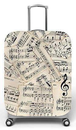 Imagem de Capa para mala de viagem P Onboard, medidas max C35x A55 x P23cm Estampa Partitura Musical