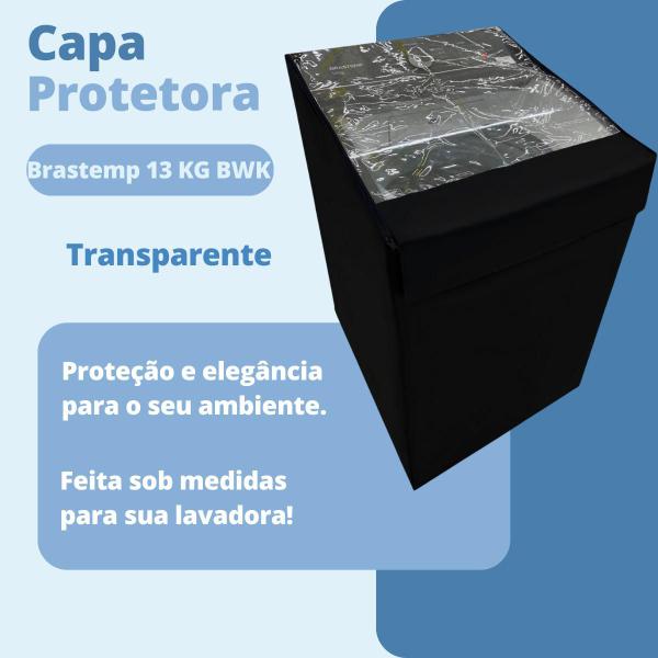 Capa para máquina de lavar brastemp 13kg bwk transparente - Clean Capas Imagem de Capa para máquina de lavar brastemp 13kg bwk transparente