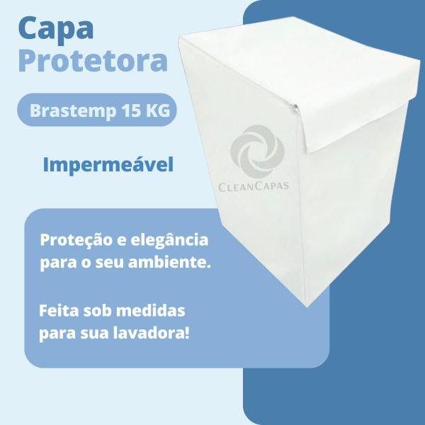 Capa para máquina de lavar brastemp 15kg impermeável - Clean Capas Imagem de Capa para máquina de lavar brastemp 15kg impermeável