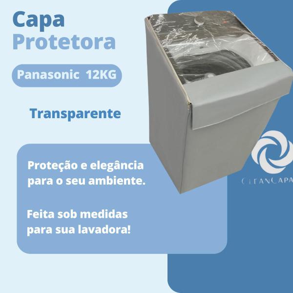 Imagem de  capa para máquina de lavar panasonic 12kg transparente