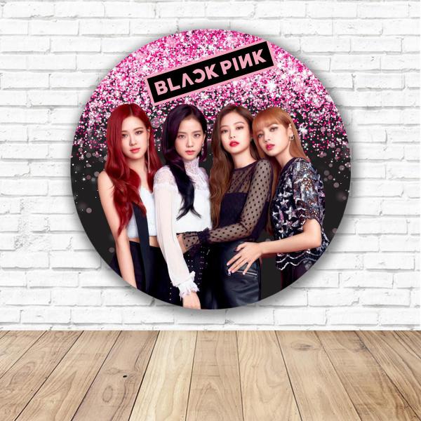 Imagem de Capa para Painel Redondo Black Pink Tecido Sublimado Veste Fácil 1,50mx1,50m Festa Aniversário