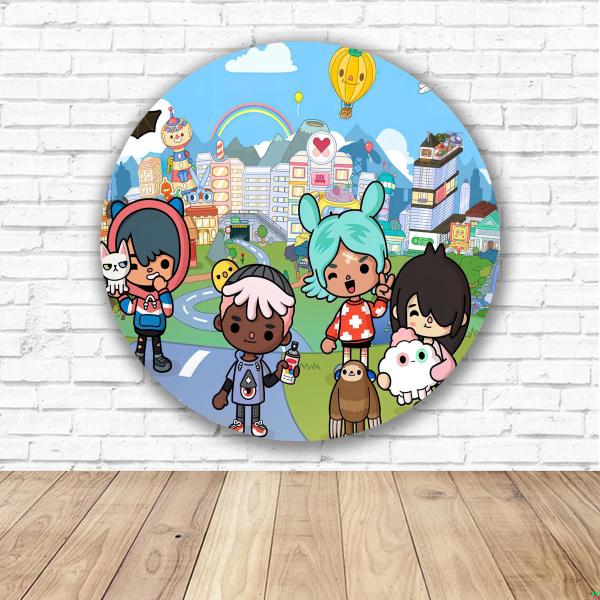 Capa para Painel Redondo Toca Life World Tecido Sublimado Veste Fácil 1,50mx1,50m Festa Aniversário - Orangepaineis Imagem de Capa para Painel Redondo Toca Life World Tecido Sublimado Veste Fácil 1,50mx1,50m Festa Aniversário