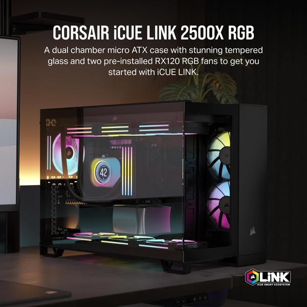 Imagem de Capa para PC Corsair iCUE LINK 2500X RGB Small-Tower mATX preta