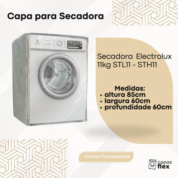 Capa para secadora electrolux 11kg stl11/sth11 transparente flex - Capas Flex Imagem de Capa para secadora electrolux 11kg stl11/sth11 transparente flex