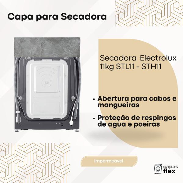 Capa para secadora electrolux 11kg stl11/sth11 transparente flex - Capas Flex Imagem de Capa para secadora electrolux 11kg stl11/sth11 transparente flex