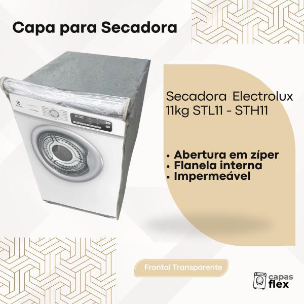 Capa para secadora electrolux 11kg stl11/sth11 transparente flex - Capas Flex Imagem de Capa para secadora electrolux 11kg stl11/sth11 transparente flex