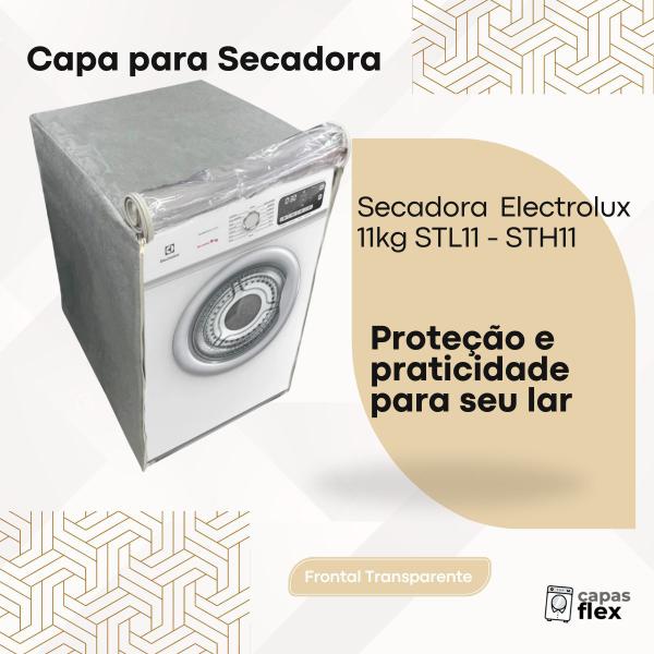 Capa para secadora electrolux 11kg stl11/sth11 transparente flex - Capas Flex Imagem de Capa para secadora electrolux 11kg stl11/sth11 transparente flex