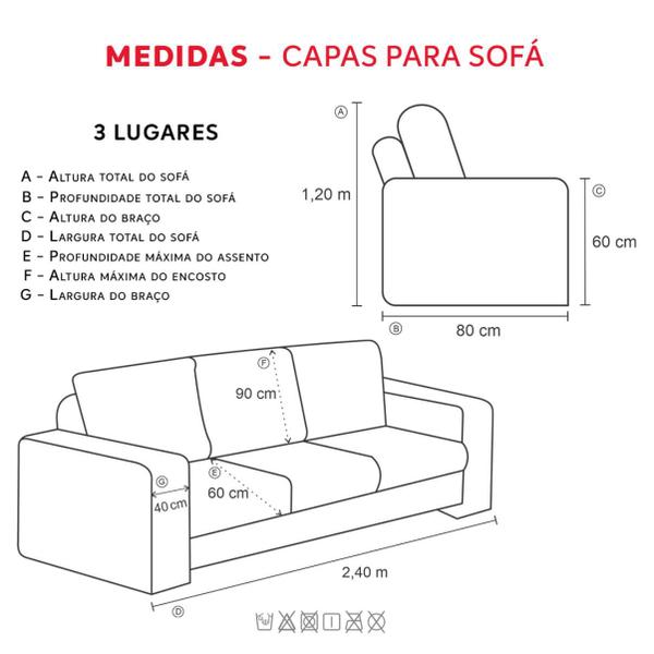 Imagem de Capa Para Sofa 3 Lugares 21 Elásticos Varias Cores