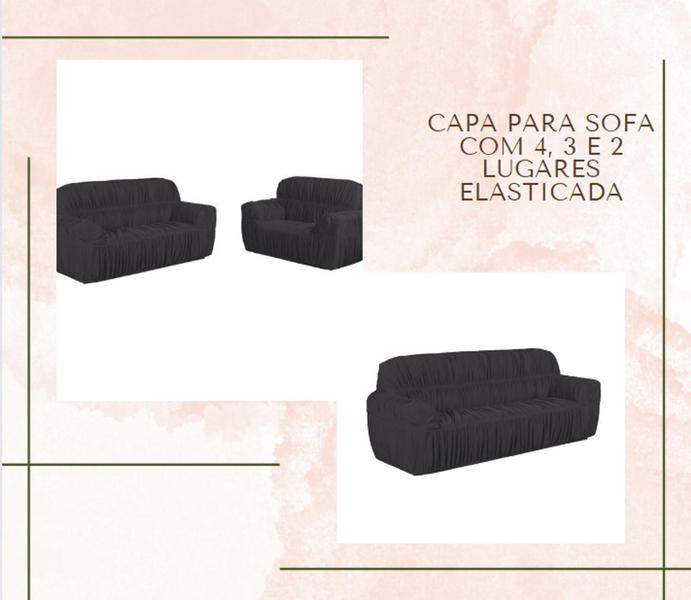 Imagem de Capa para sofa com 4, 3 e 2 lugares elasticada