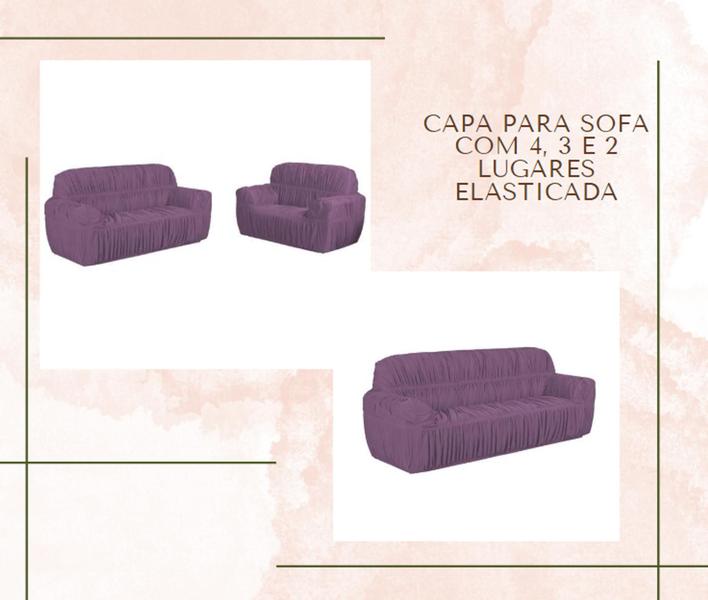 Imagem de Capa para sofa com 4, 3 e 2 lugares elasticada