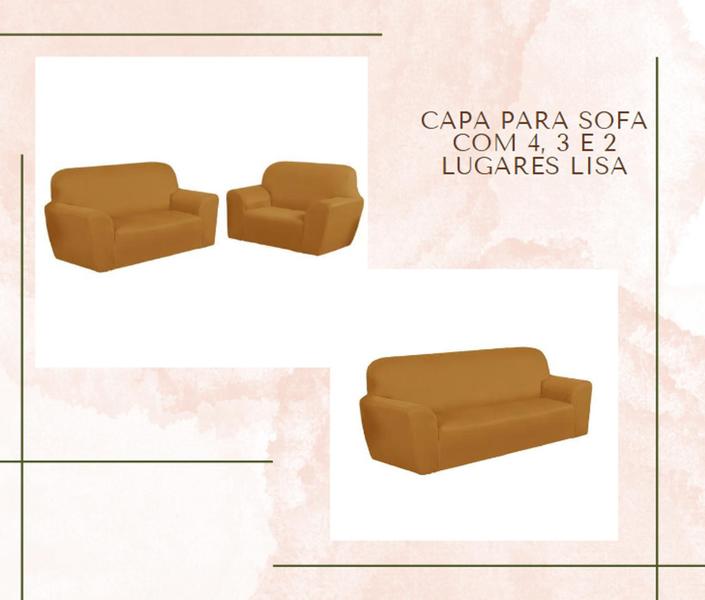 Imagem de Capa para sofa com 4, 3 e 2 lugares lisa